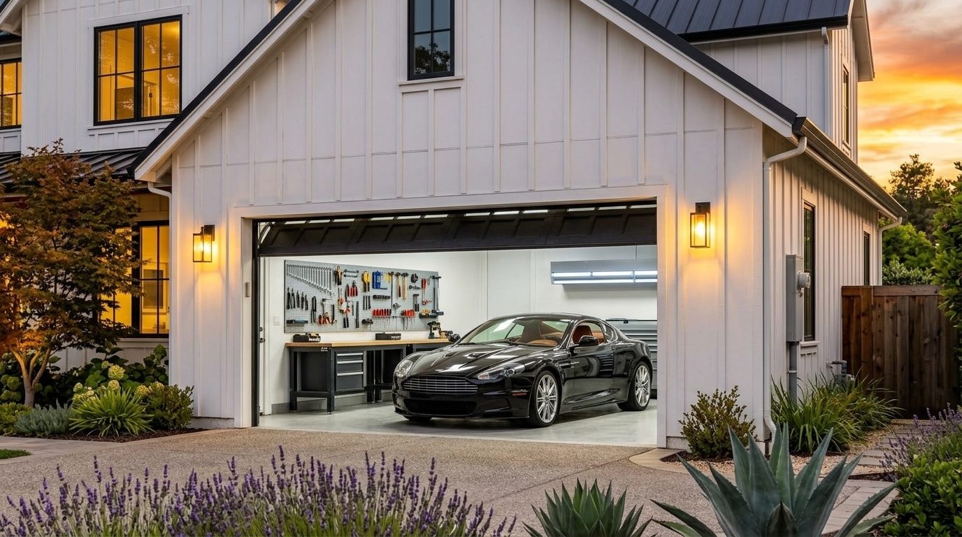 Carlos Local Garage Door Service Garage Door Gliding Open Revealing Warm Illuminated Interior